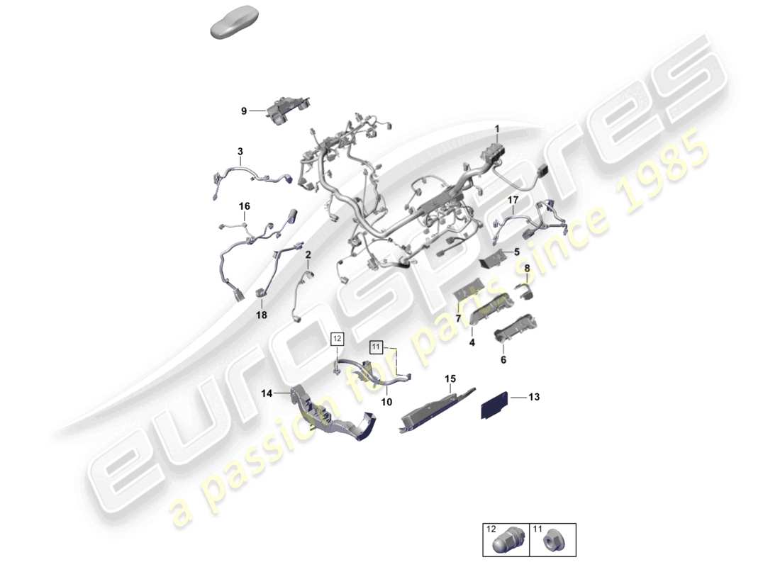 porsche 2024 (cayenne e3 pa) diagrama de piezas del motor de los mazos de cables