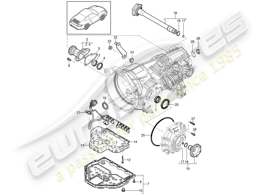 porsche 2010 (997-2) - pdk - diagrama de piezas