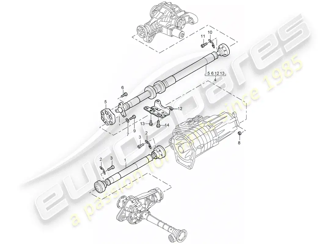 porsche 2004 (cayenne e1 9pa) árbol de transmisión diagrama de piezas