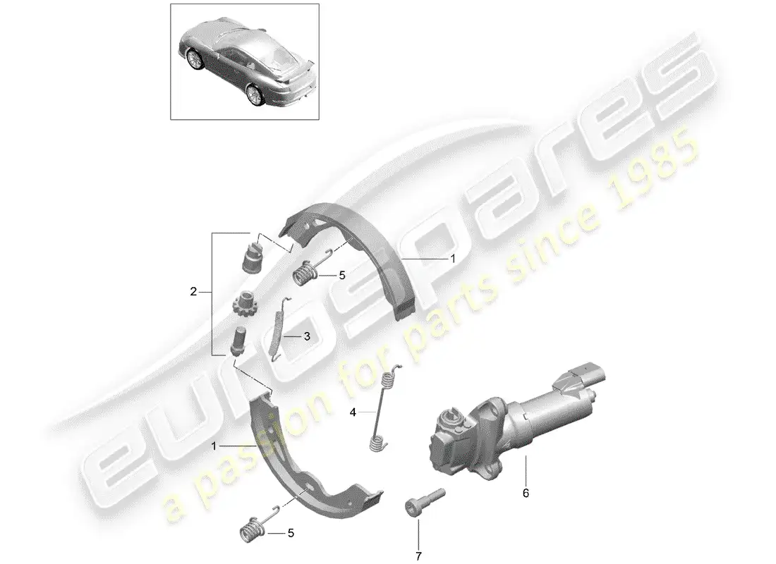 porsche 2016 (991-1 r/gt3/rs) parking brake diagrama de piezas