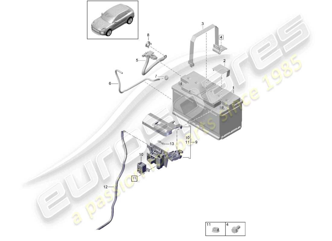 porsche 2021 (macan) diagrama de piezas de la batería