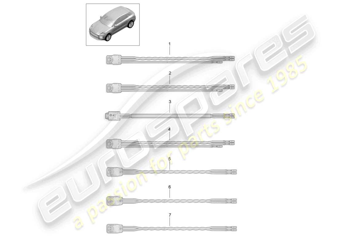porsche 2021 (macan) diagrama de piezas del conjunto de cables del airbag para el cinturón de seguridad