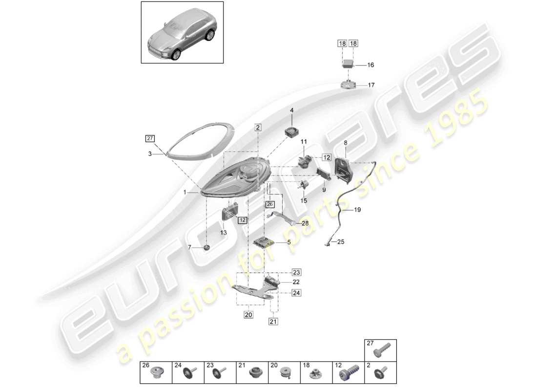 porsche 2021 (macan) faro led pdls negro pdls+ diagrama de piezas