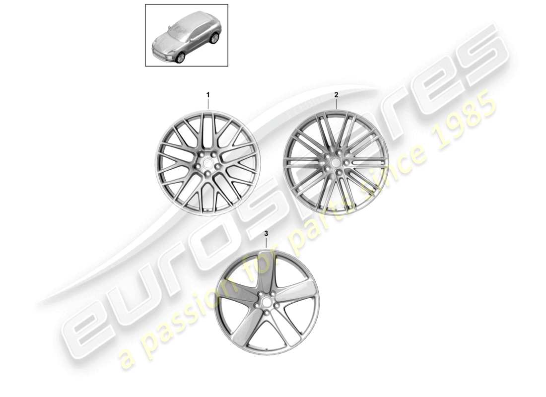 porsche 2021 (macan) llanta de aleación 21 diagrama de piezas