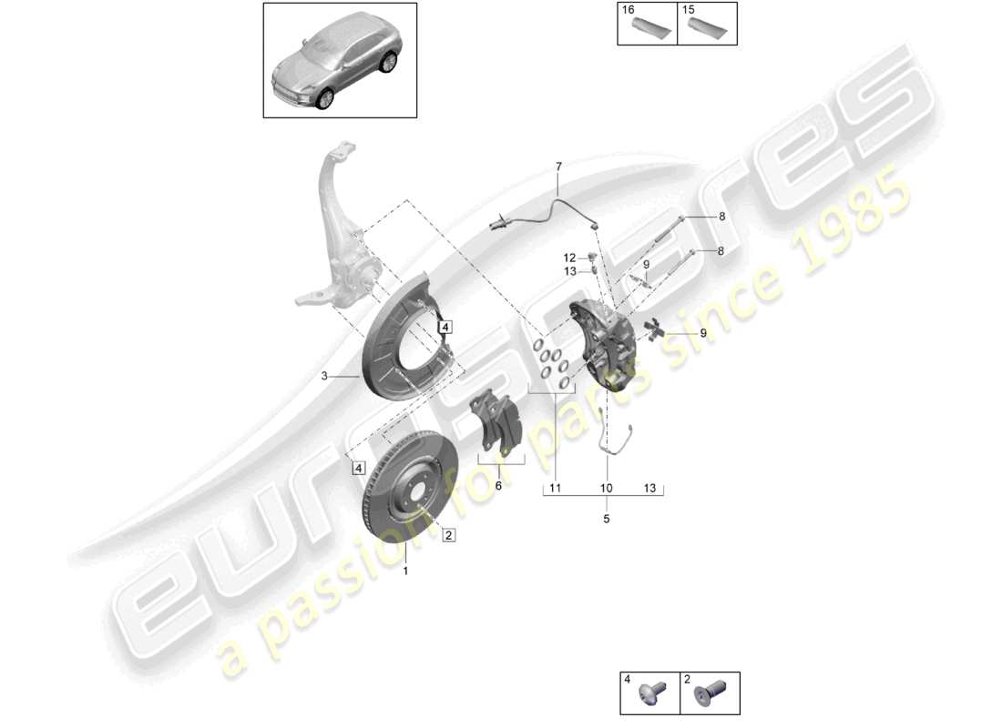 porsche 2021 (macan) freno de disco eje delantero gris d >>- mj 2021 diagrama de piezas