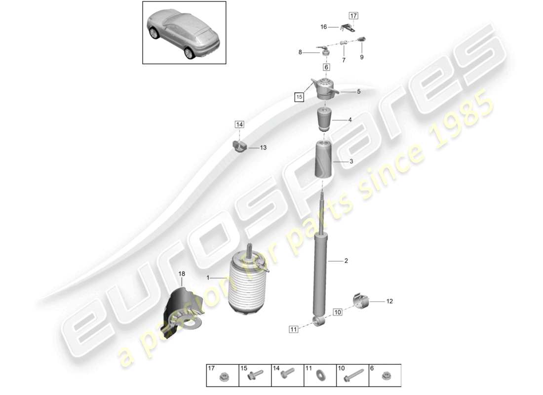 porsche 2021 (macan) suspensión de aire diagrama de piezas