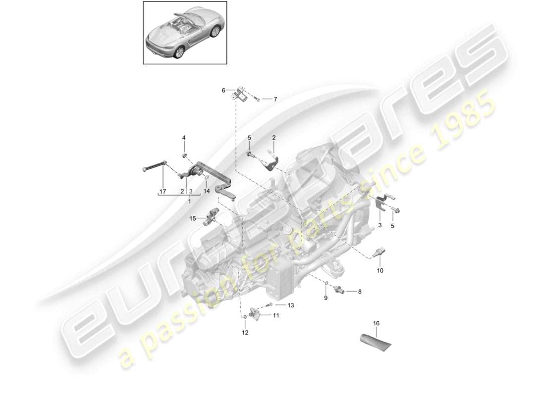 porsche 2021 (718 boxster) caja de cambios manual piezas individuales módulo sensor diagrama de piezas