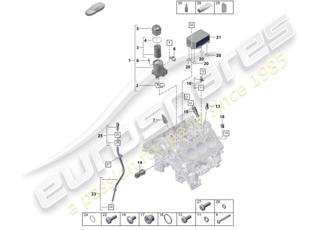 porsche 2023 (cayenne e3 pa) diagrama de piezas del enfriador de aceite de la consola del filtro de aceite