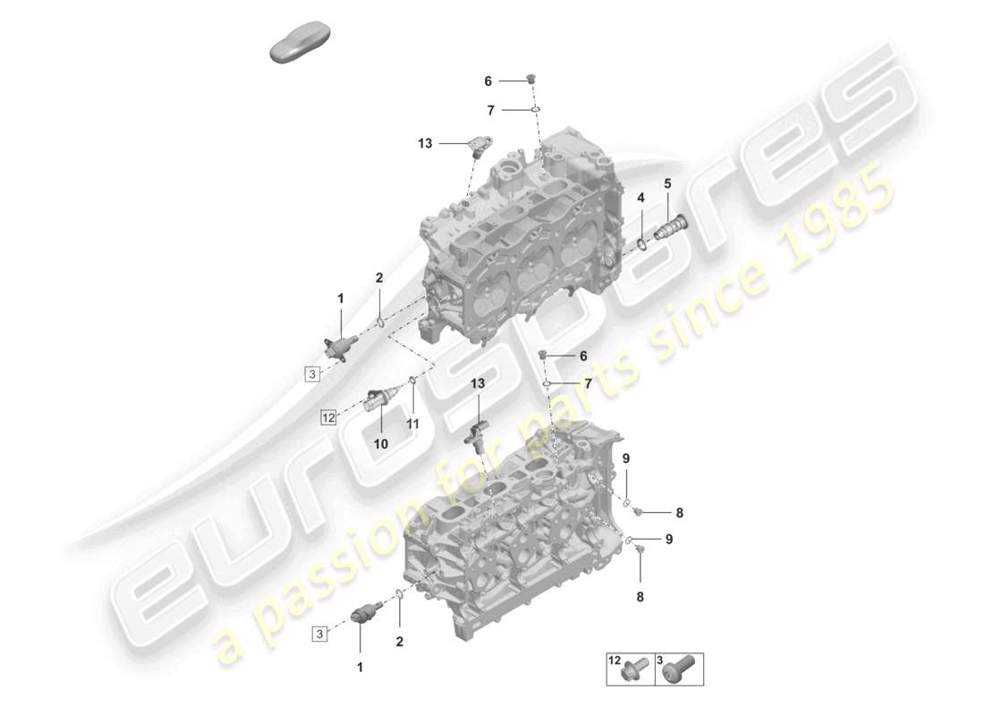 porsche 2024 (992-2) culata piezas individuales tapón de sellado sensores diagrama de piezas
