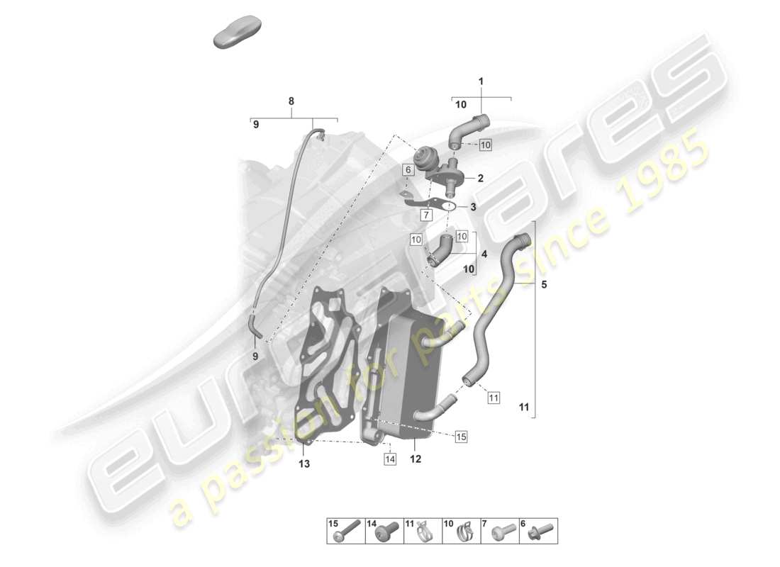 porsche 2024 (992-2) 8-speed caja de cambios de doble embrague - pdk - diagrama de piezas del sistema de refrigeración del aceite de la caja de cambios