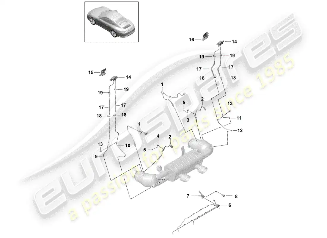 porsche 2020 (991-2) sistema de escape diagrama de piezas