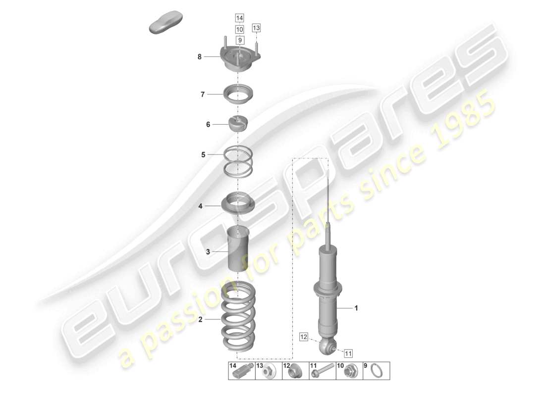 porsche 2024 (992-2 gt3/rs/st) amortiguador (cilindro de resorte) pieza individual diagrama de piezas
