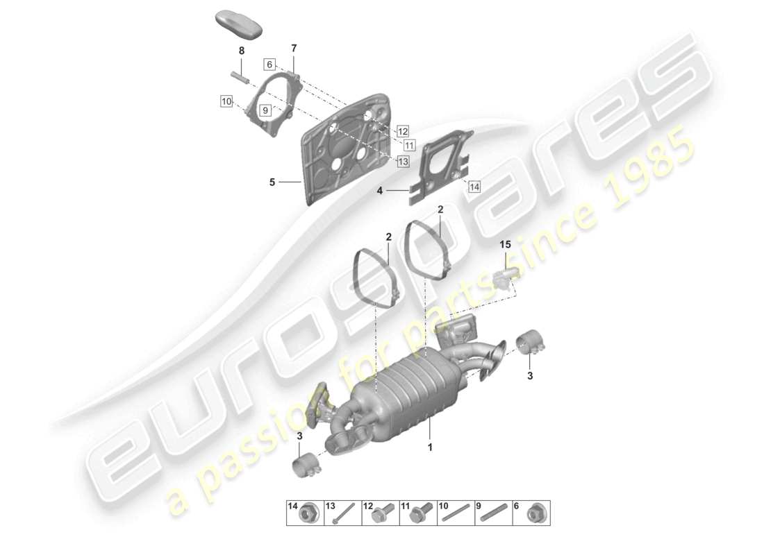 porsche 2024 (992-2) diagrama de piezas del silenciador