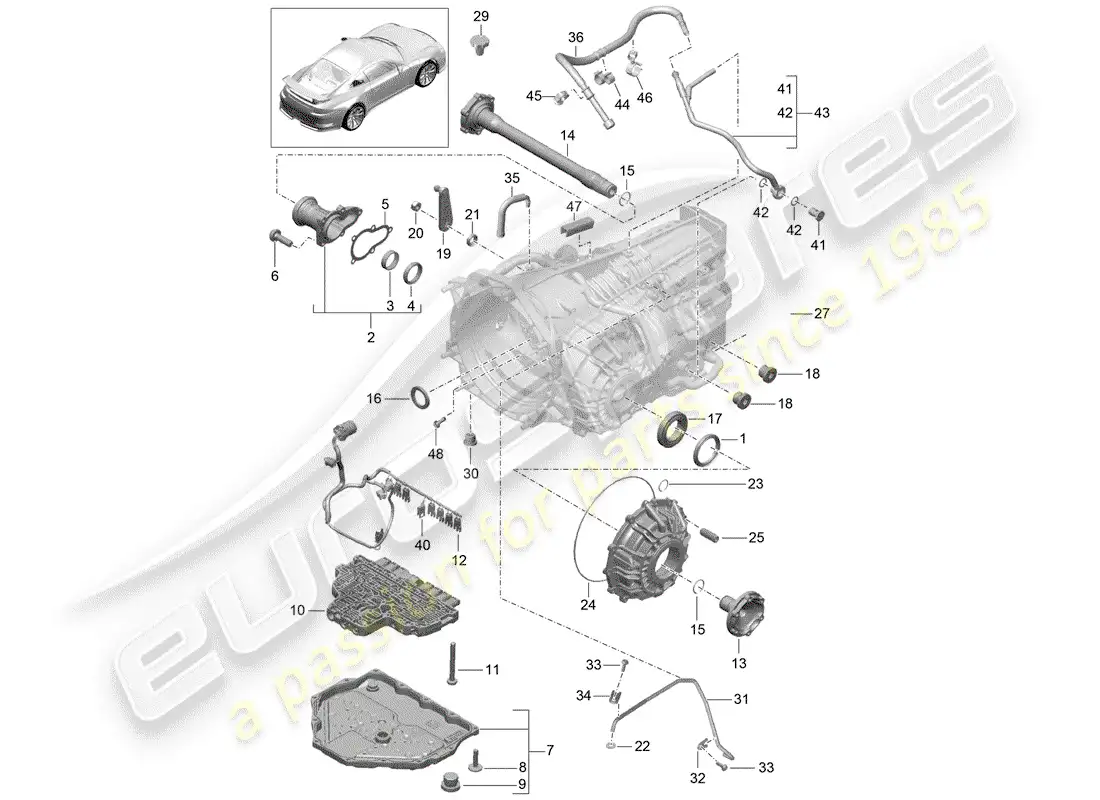porsche 2016 (991-1 r/gt3/rs) - pdk - diagrama de piezas