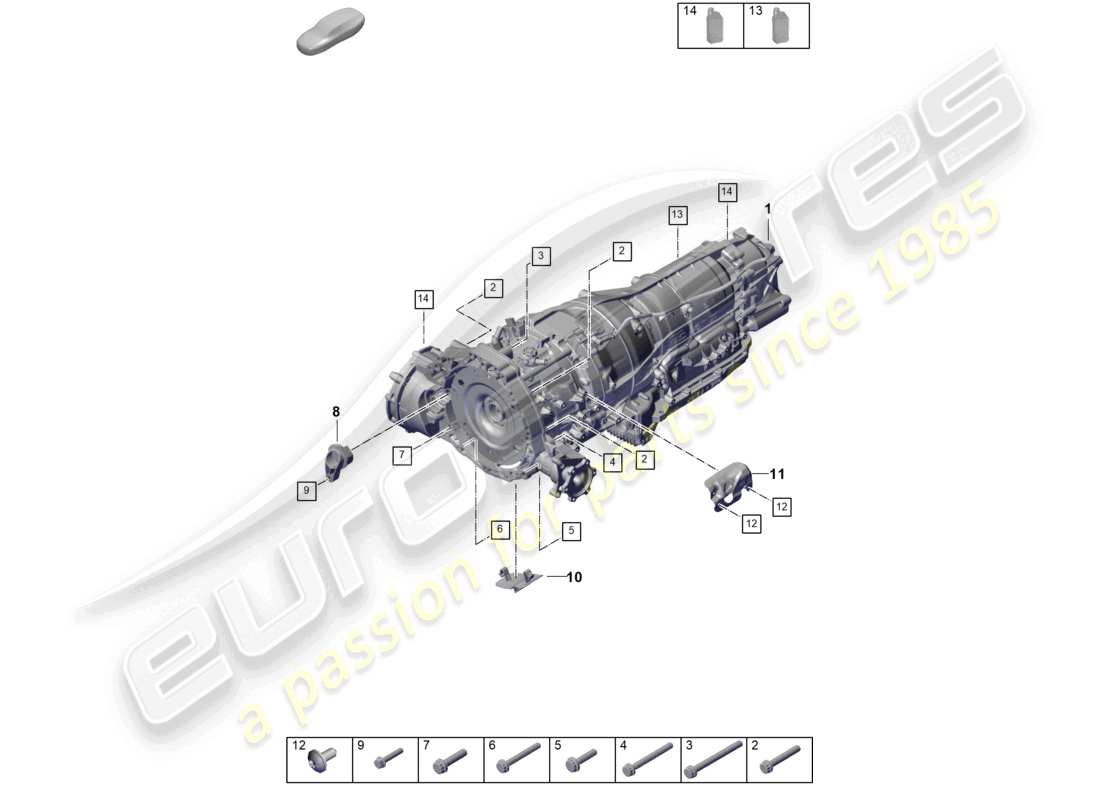 porsche 2023 (cayenne e3 pa) 8-speed caja de cambios automática para vehículos con propulsión híbrida piezas de montaje para motor y transmisión diagrama de piezas