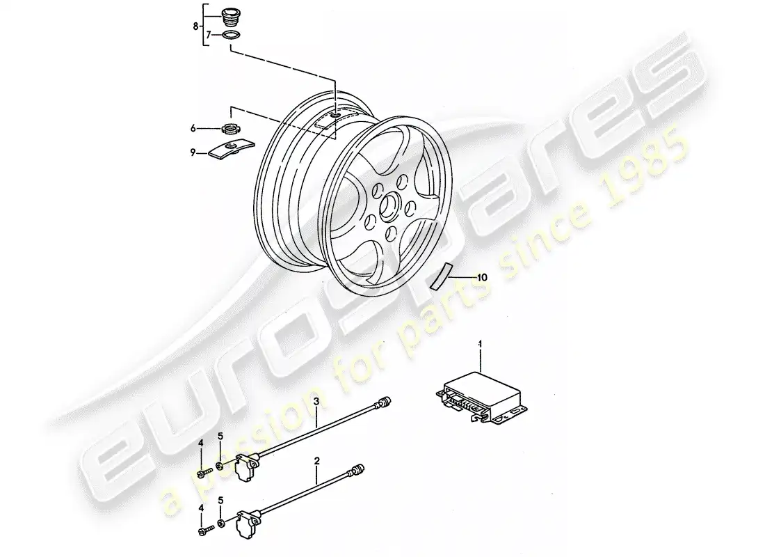 porsche 1994 (928) sistema de control de presión de neumáticos - d >> - mj 1993 diagrama de piezas