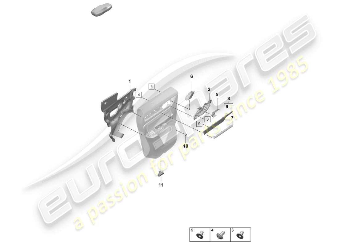 porsche 2025 (macan-e) accesorios puertas traseras panel de la puerta diagrama de piezas