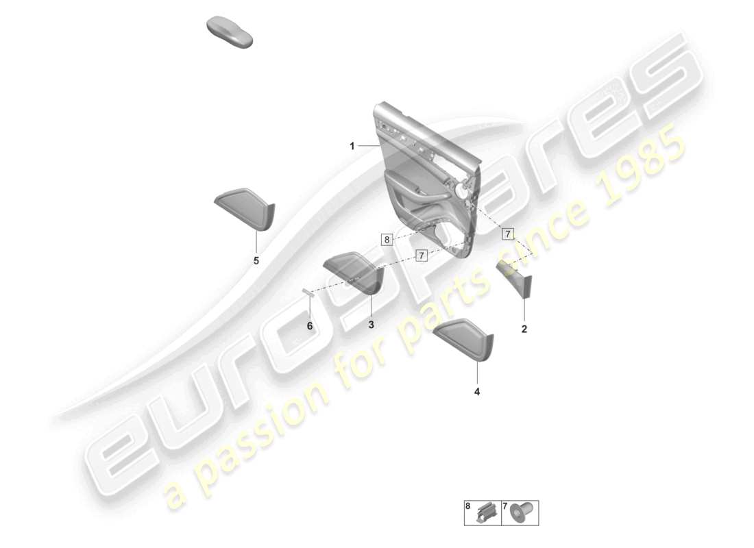 porsche 2022 (panamera 971-2) diagrama de piezas del panel de la puerta trasera de cuero sport turismo