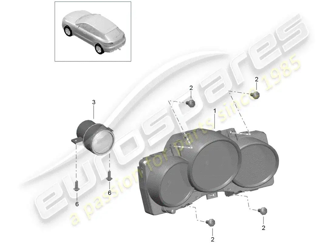 porsche 2016 (macan) combinación de instrumentos diagrama de piezas