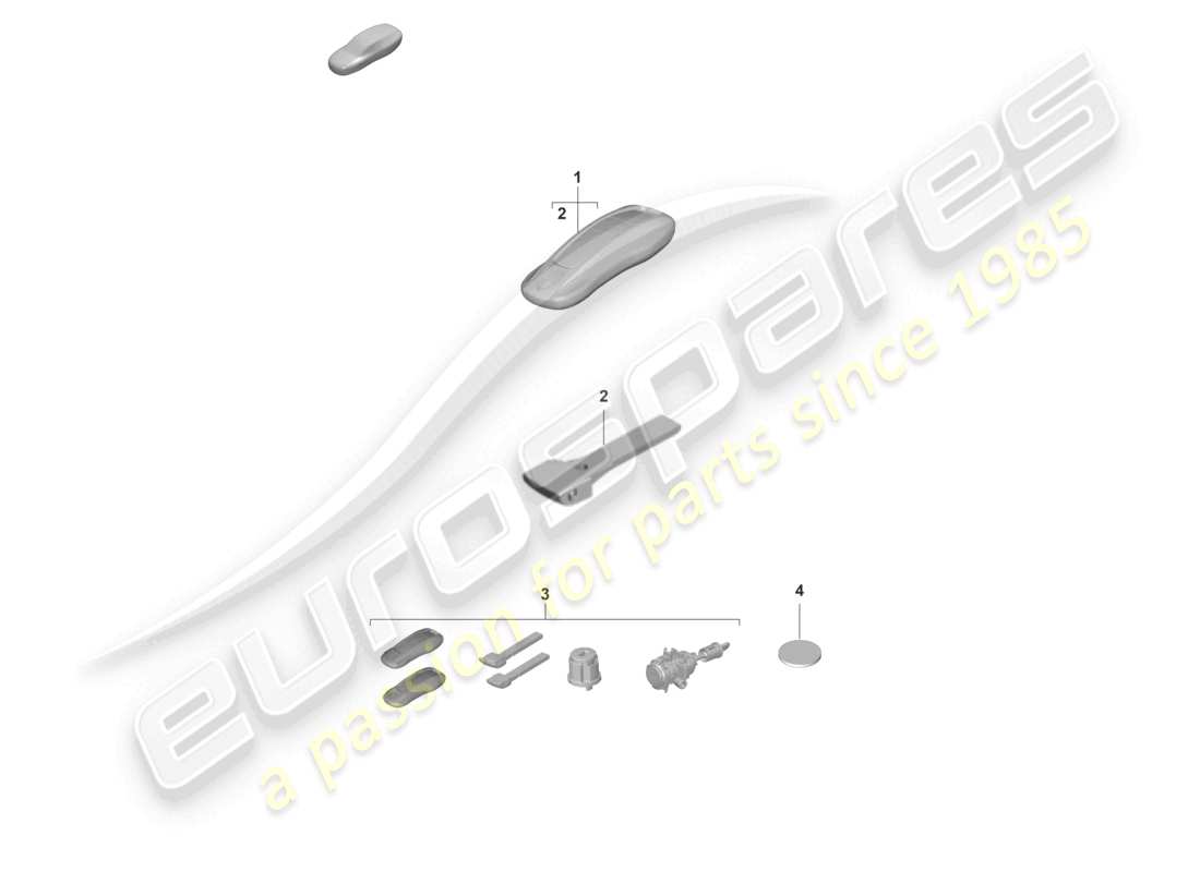 porsche 2026 (taycan 9j1-2) transmisor portátil llave de emergencia con cerradura específica diagrama de piezas