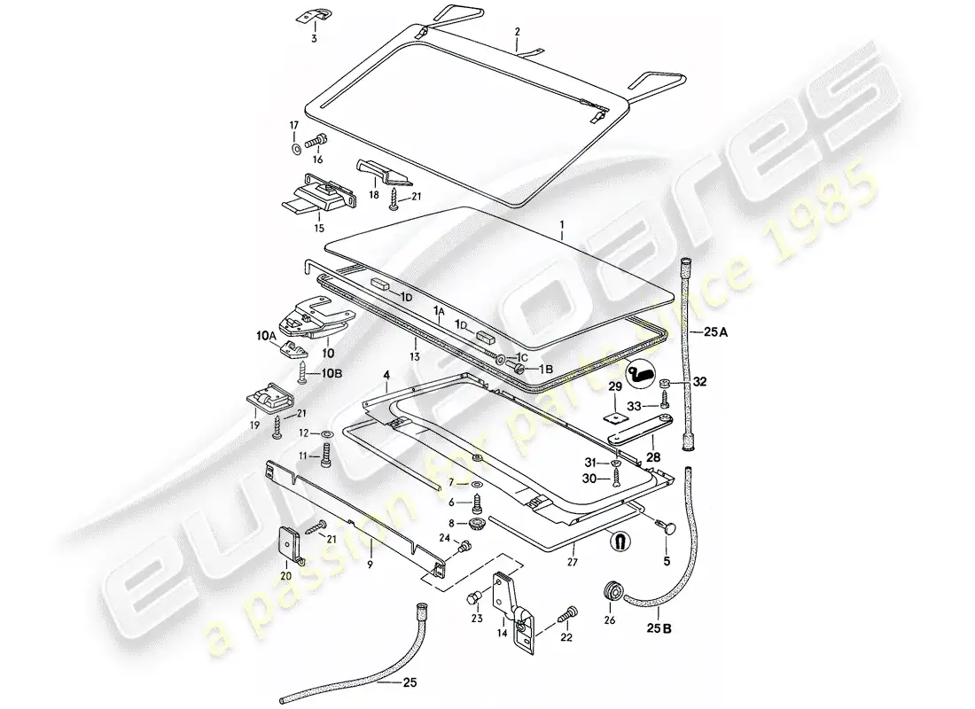 porsche 1982 (944) techo elevable - d >> - mj 1983 diagrama de piezas