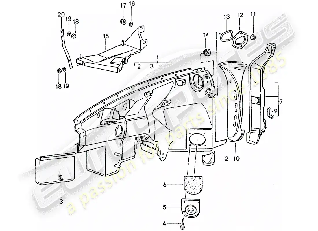 porsche 1995 (993) carcasa de rueda diagrama de piezas