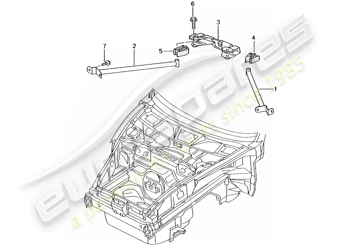 porsche 2001 (996) puntal de domo diagrama de piezas