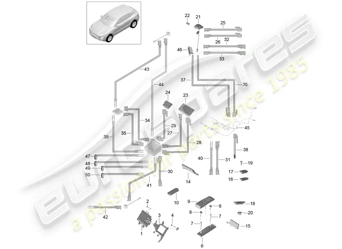 porsche 2016 (macan) teléfono diagrama de piezas