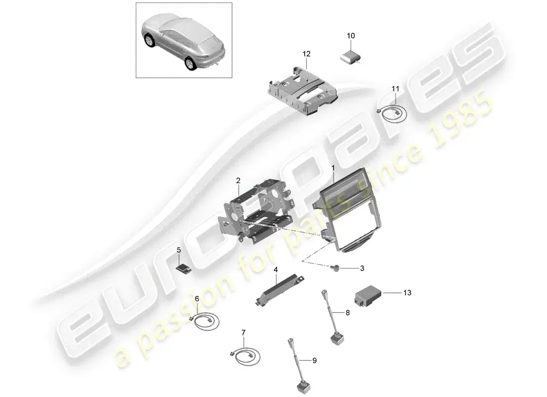 porsche 2016 (macan) para vehículos con diagrama de piezas