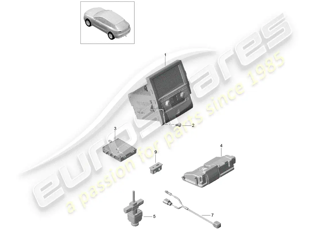porsche 2016 (macan) unidad operativa diagrama de piezas