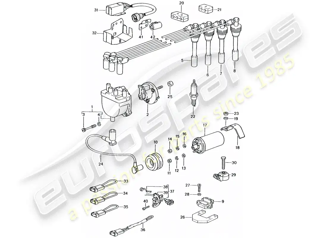 porsche 1990 (944) electricidad del motor 1 diagrama de piezas