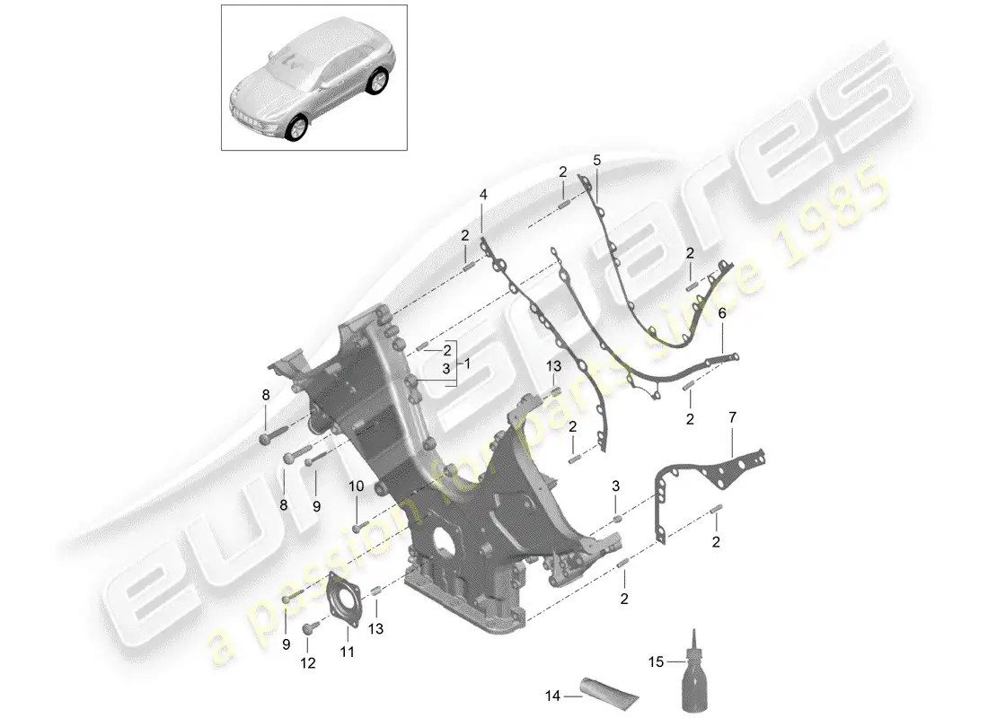 porsche 2016 (macan) cubierta de la caja de sincronización diagrama de piezas