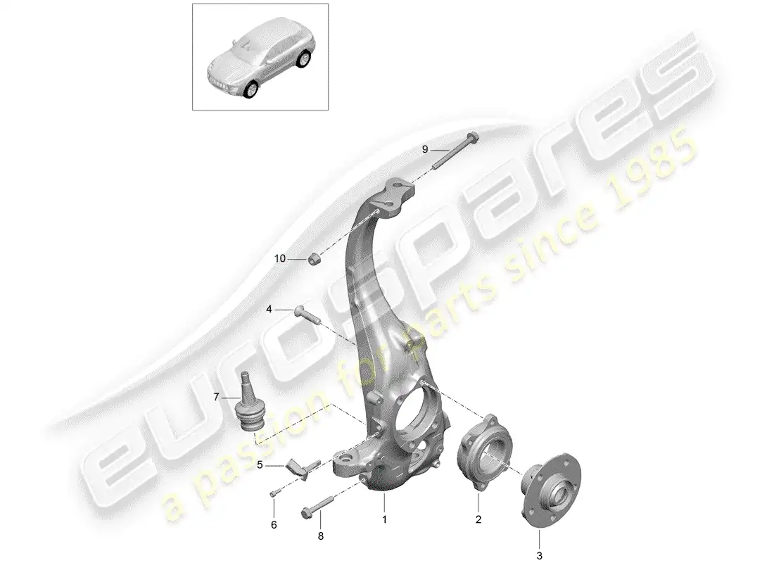 porsche 2018 (macan) cojinete de pivote diagrama de piezas