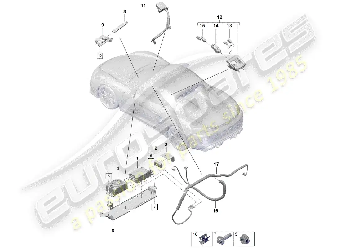 porsche 2020 (718 boxster spyder) para vehículos con teléfono diagrama de piezas