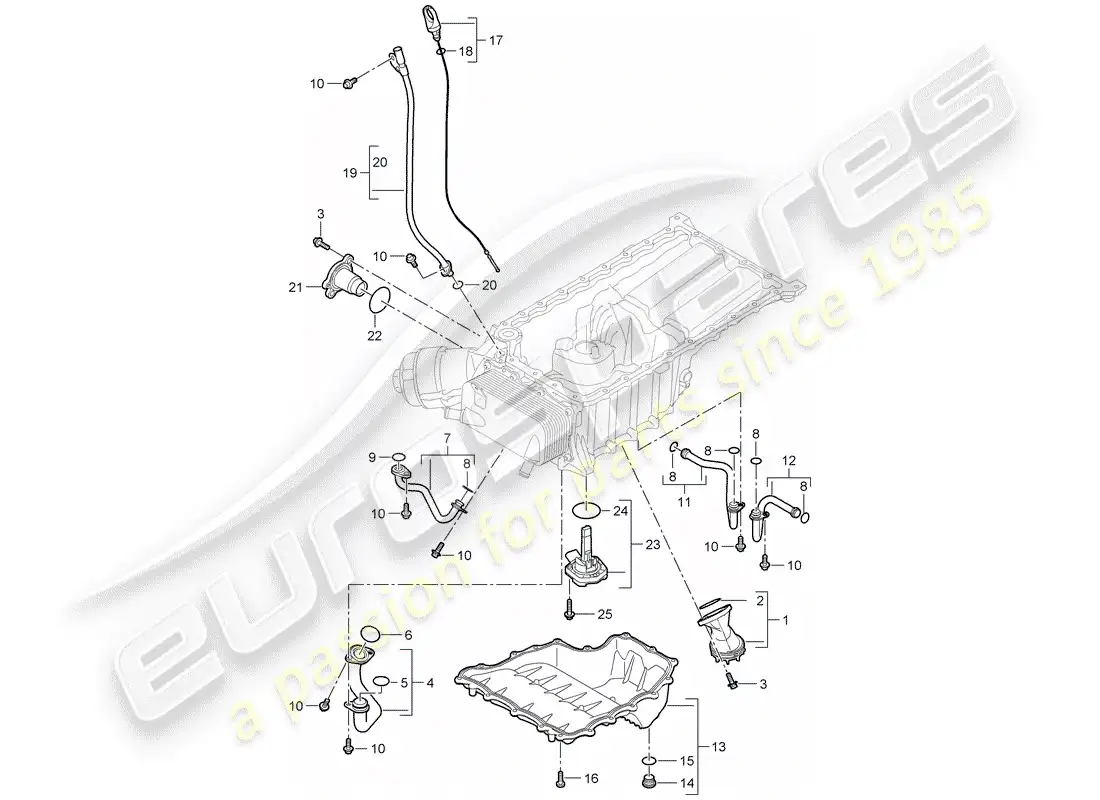 porsche 2010 (cayenne e1 9pa) tubo de succión diagrama de piezas