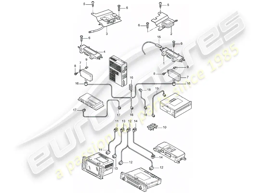 porsche 2005 (cayenne e1 9pa) amplificador de antena diagrama de piezas