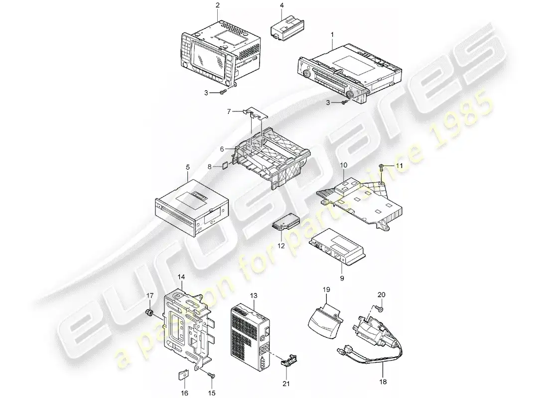 porsche 2005 (cayenne e1 9pa) unidad de radio diagrama de piezas