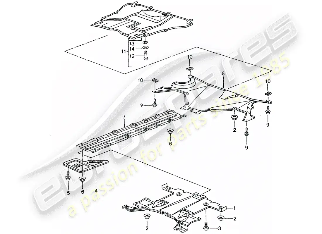 porsche 1995 (993) cubierta - para - bajos diagrama de piezas