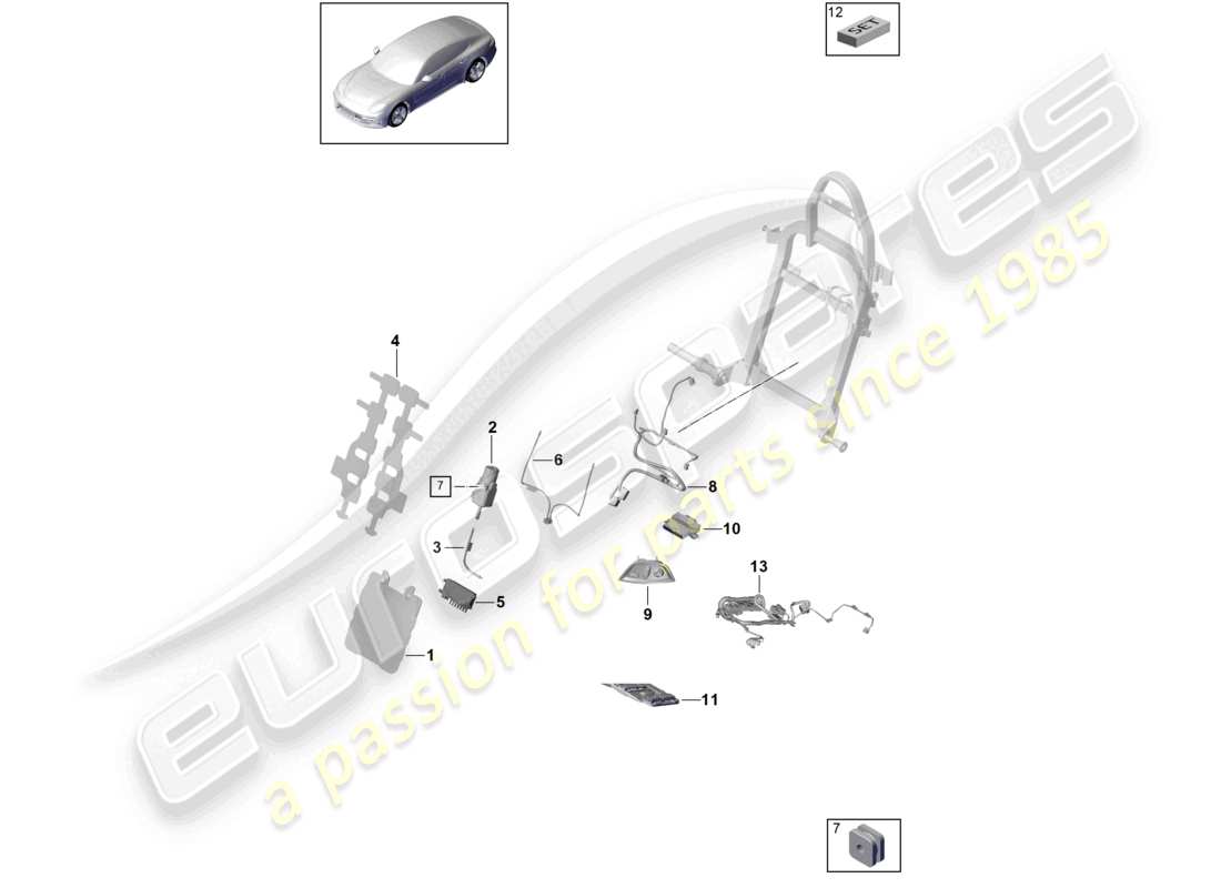 porsche 2024 (panamera 971-2) diagrama de piezas del juego de cables de la esterilla de masaje lumbar