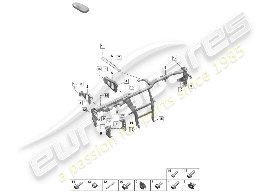 porsche 2025 (macan-e) marco de retención del tablero diagrama de piezas