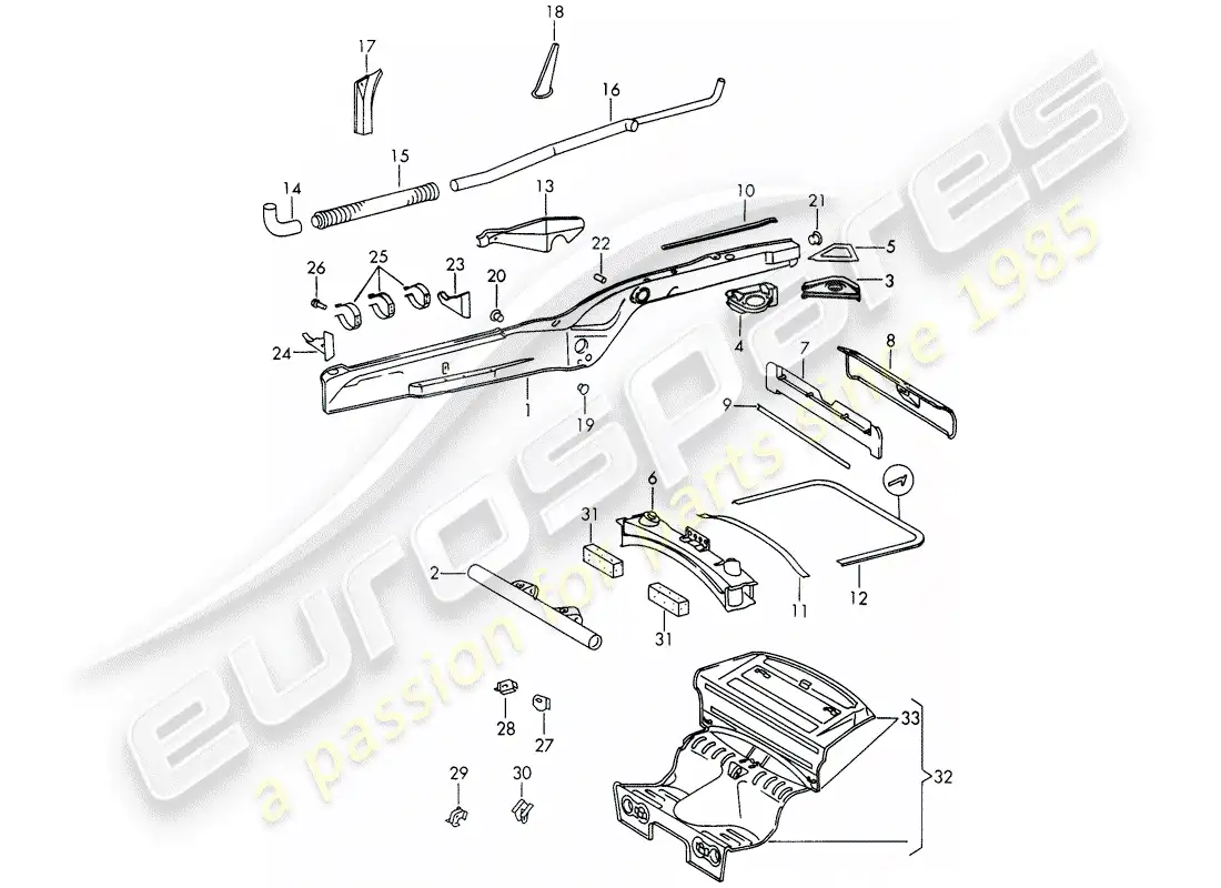 porsche 1965 (911/912) marco diagrama de piezas