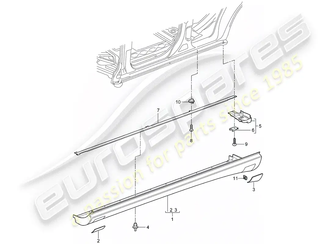 porsche 2005 (cayenne e1 9pa) adornos diagrama de piezas