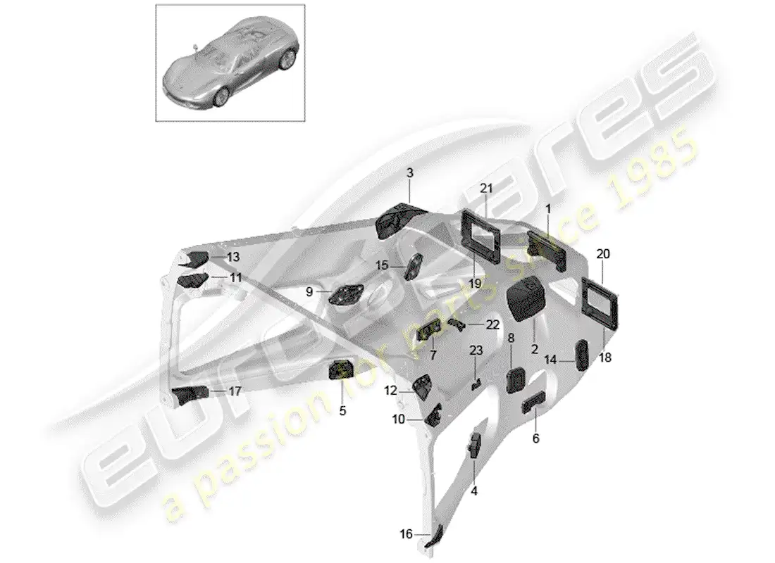 porsche 2015 (918 spyder) concepto de reparación especial diagrama de piezas