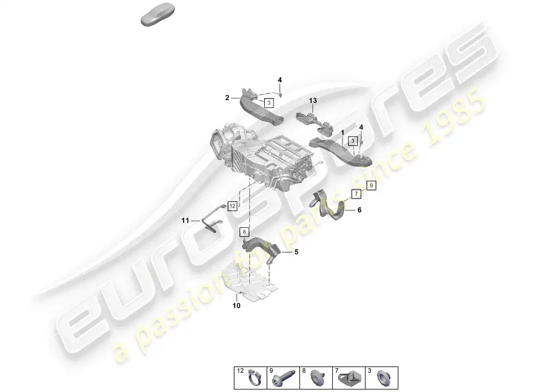 porsche 2020 (718 boxster spyder) ducto de aire diagrama de piezas
