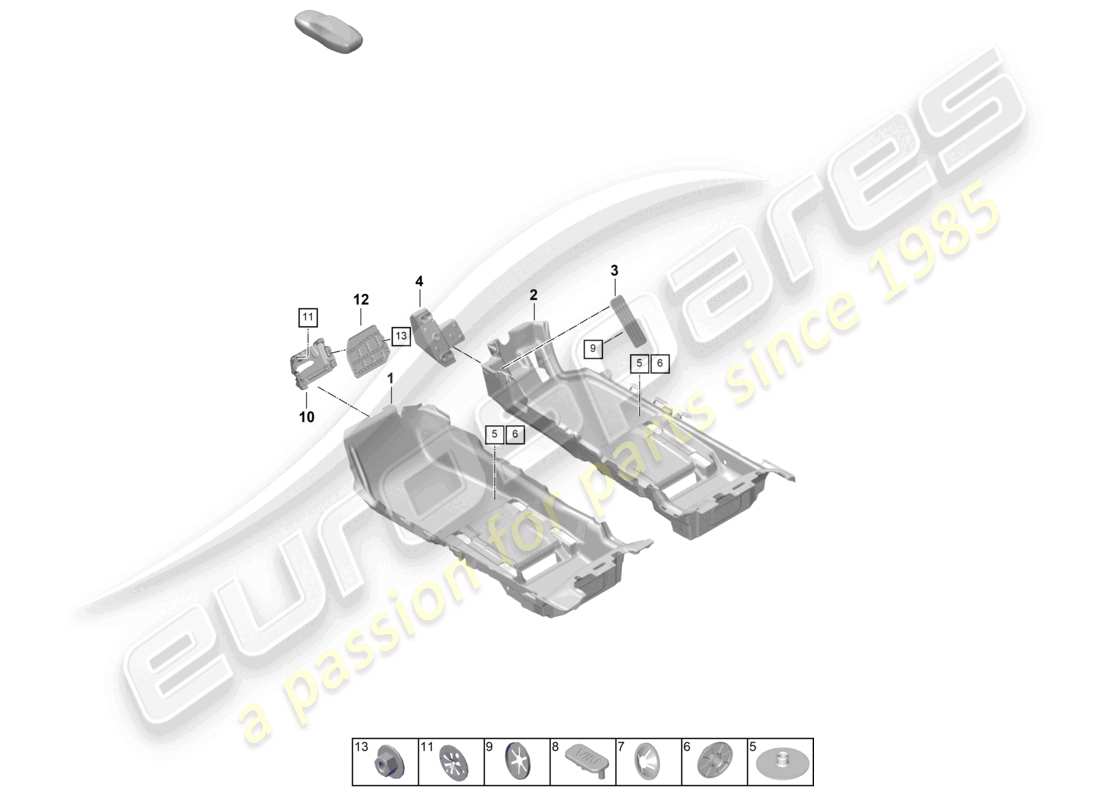 porsche 2026 (taycan 9j1-2) diagrama de piezas de molduras para pisos (alfombras)