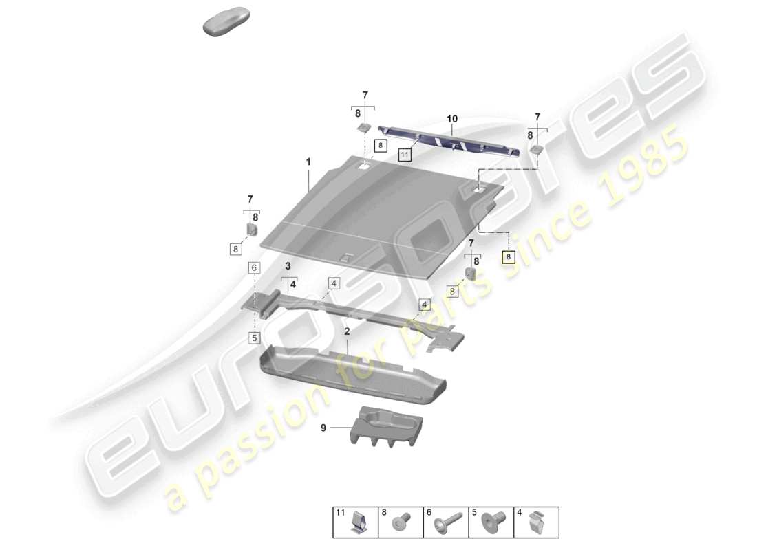 porsche 2021 (taycan 9j1-1) moldura inferior del maletero diagrama de piezas del piso del maletero