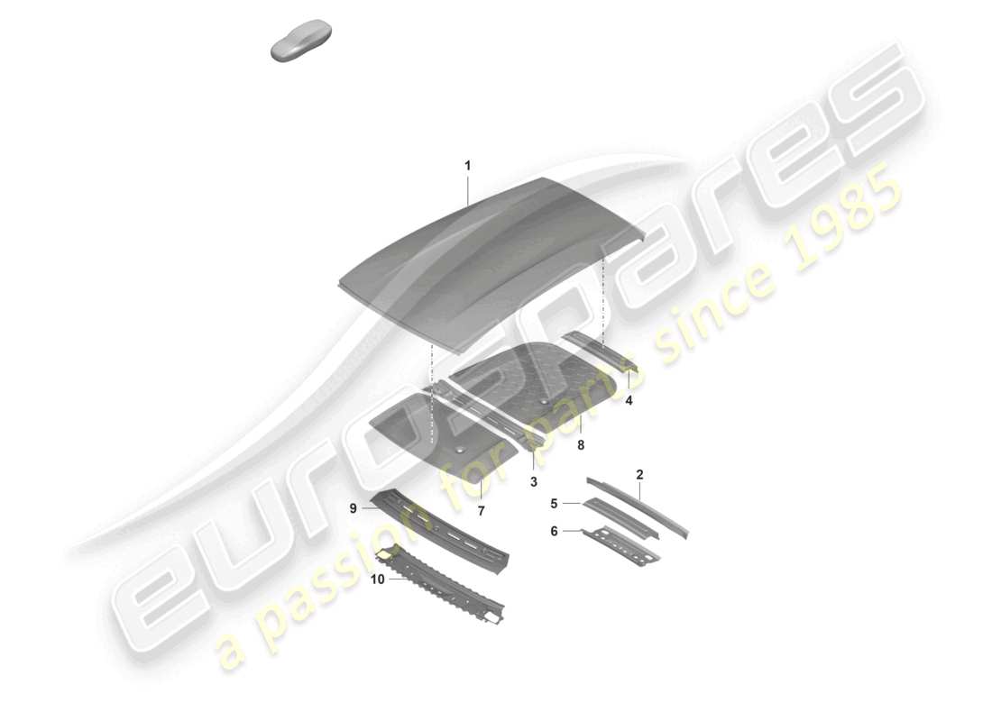 porsche 2021 (taycan 9j1-1) diagrama de piezas de amortiguación del panel exterior del techo