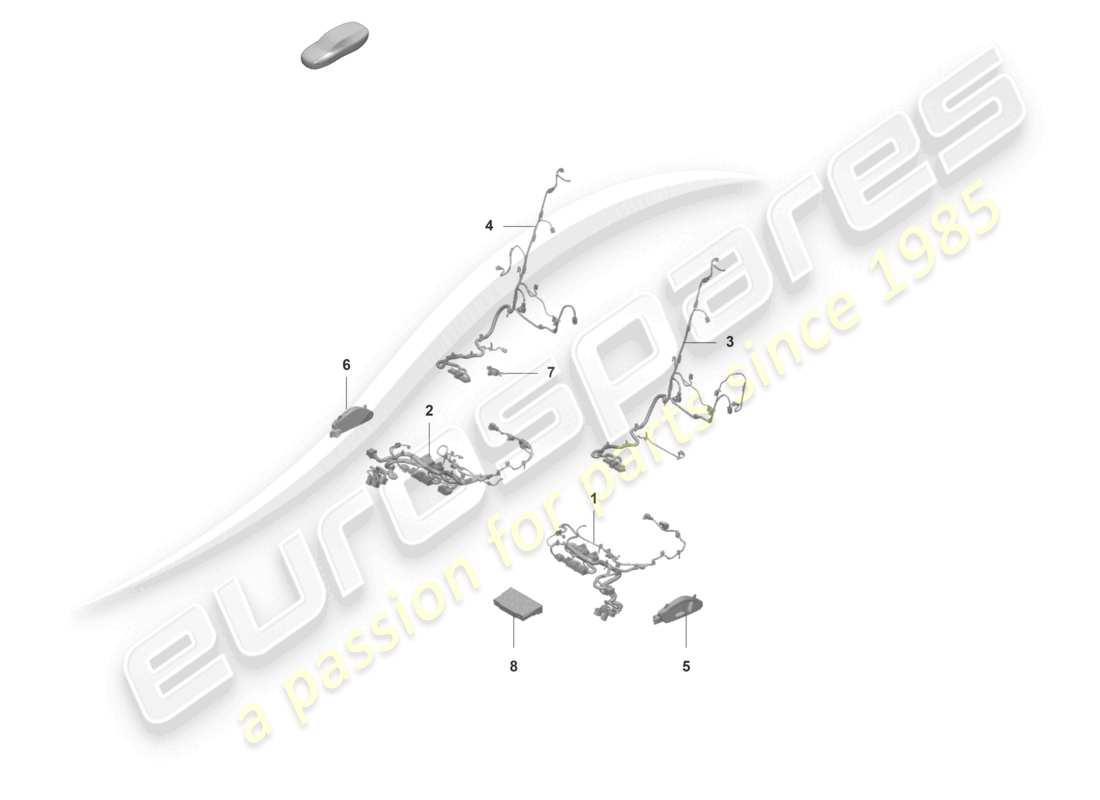 porsche 2022 (panamera 971-2) mazos de cables respaldo del asiento asiento estándar diagrama de piezas