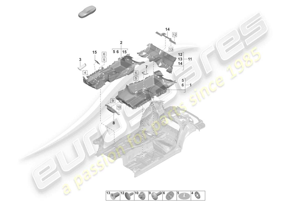 porsche 2022 (panamera 971-2) diagrama de piezas del piso