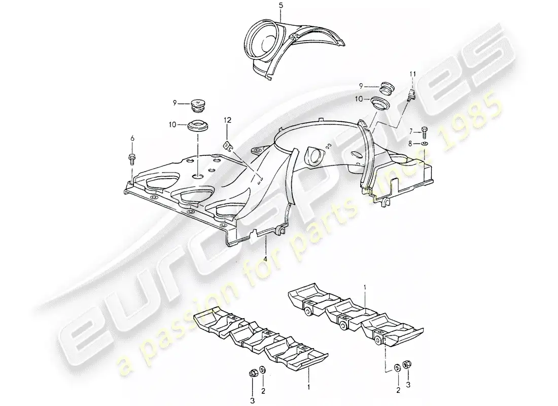 porsche 1990 (964) diagrama de piezas del conducto de aire